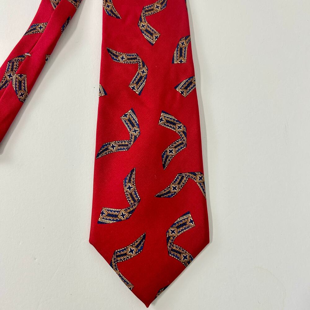 Vintage Christian Dior 100% Silk Mens Neck Tie 90s Red